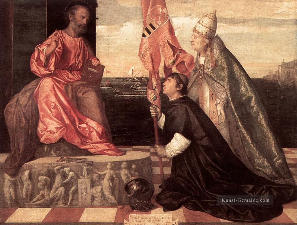 Tintoretto Papst Alexander IV Presenting Jacopo Pesaro zu St Peter Tizian Ölgemälde